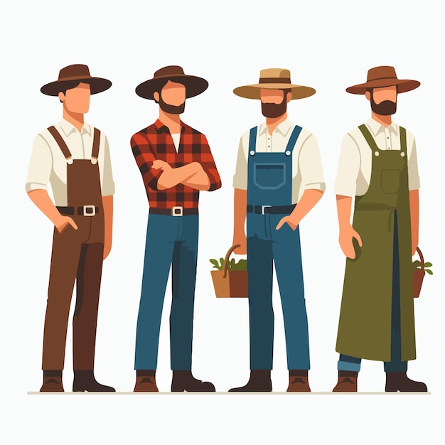 Illustration of a full body farmer set with a flat design style