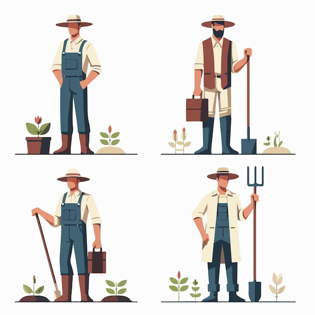 Illustration of a full body farmer set with a flat design style