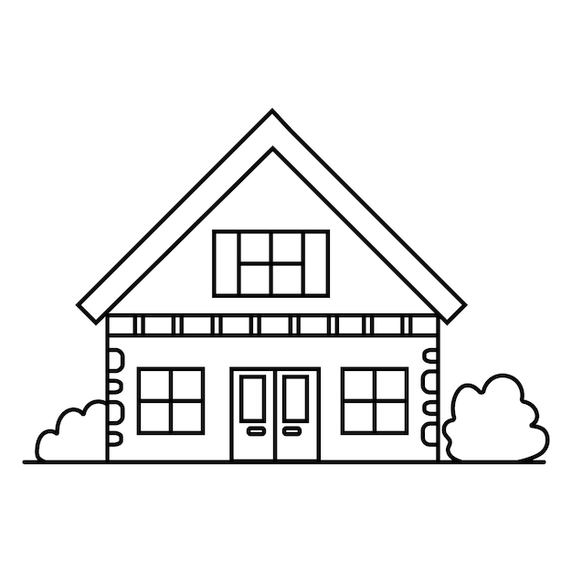 illustration of funny house, doodle concept, good for coloring book, for kids