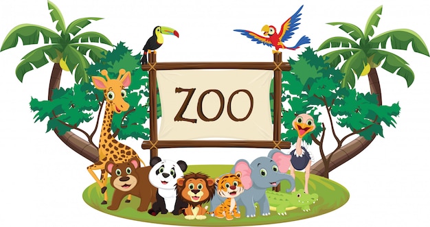 illustration of funny zoo animal cartoon