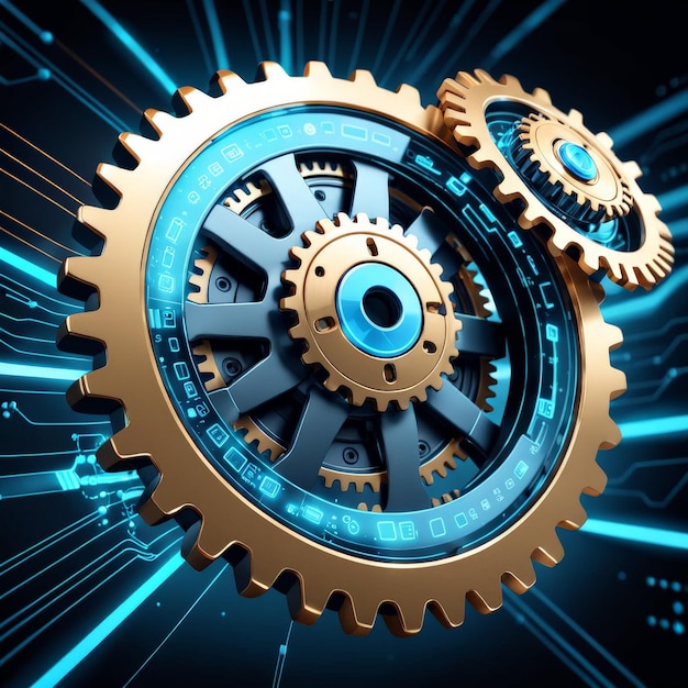 illustration of gears on blue background