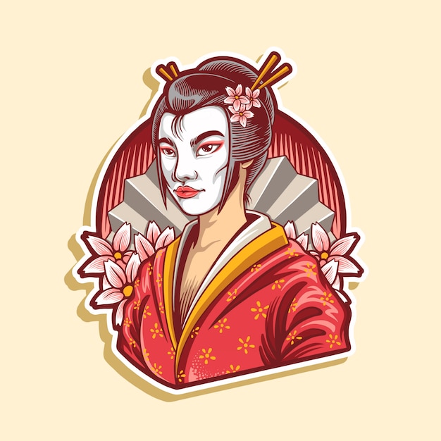 Illustration of geisha japanese culture 