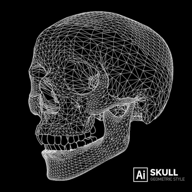 Illustration of a geometric skull.