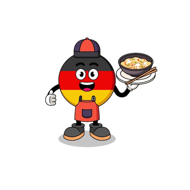 Illustration of germany flag as an asian chef character design