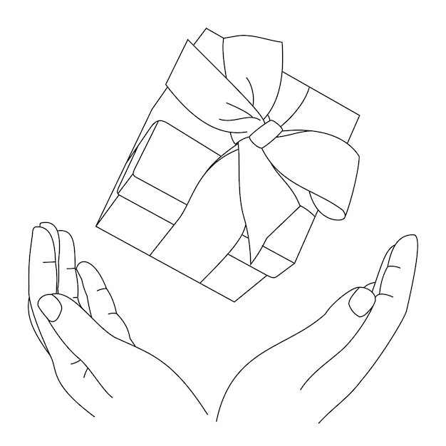 Illustration of a gift box wrapped in ribbon with a gift label or tag Holiday Gifts Christmas