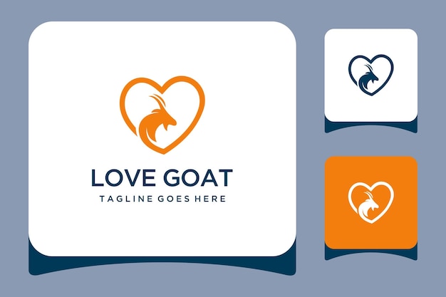 Illustration goat logo icon design vector with heart sign