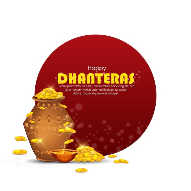 illustration of Gold coin in pot for Dhanteras celebration-Happy Dhanteras. web page, poster and ban