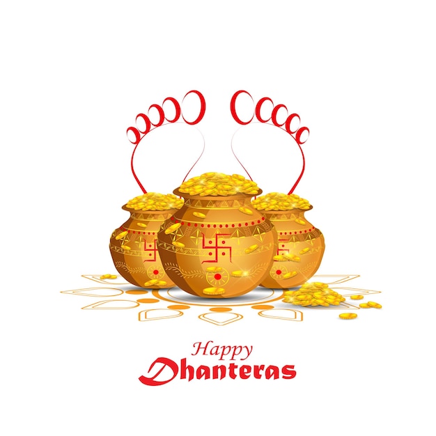 illustration of Gold coin in pot for Dhanteras celebration-Happy Dhanteras. web page, poster and ban