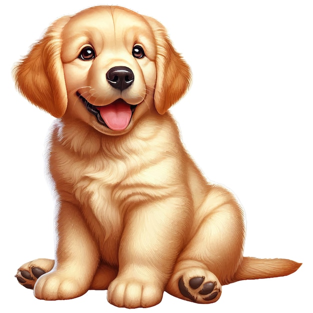 Vector illustration of a golden retriever puppy