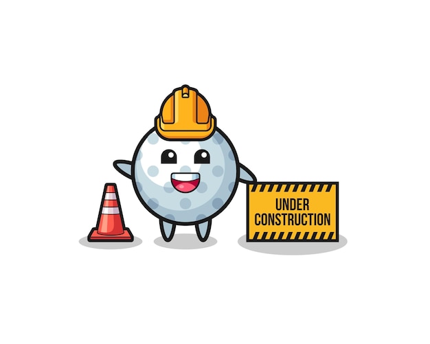 Illustration of golf with under construction banner cute design