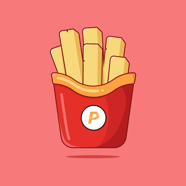 Illustration graphic design of potato sticks, fried french with front view and flat design.