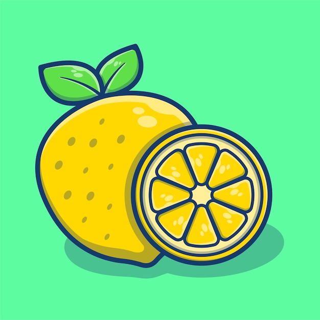 Illustration graphic of Slice of Lemon Fresh Fruit. Fresh Fruit Icon Concept. Flat cartoon style 