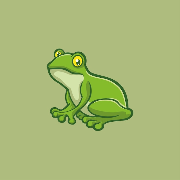 Illustration of green frog vector with side view