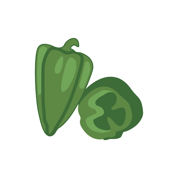 Illustration of a green pepper in a flat design