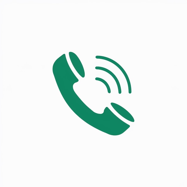 Illustration of a Green Telephone Receiver Icon on a White Background