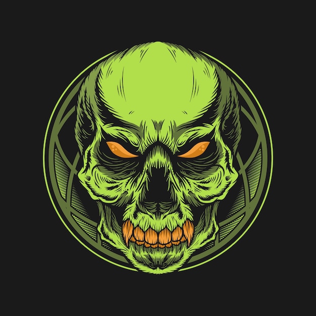 Illustration of green zombie with geometric detailed  