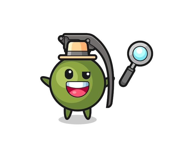 Illustration of the grenade mascot as a detective who manages to solve a case