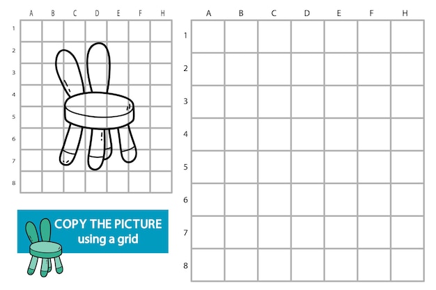 illustration of grid copy picture educational puzzle game with doodle high chair