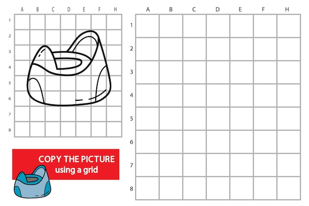 illustration of grid copy picture educational puzzle game with doodle potty