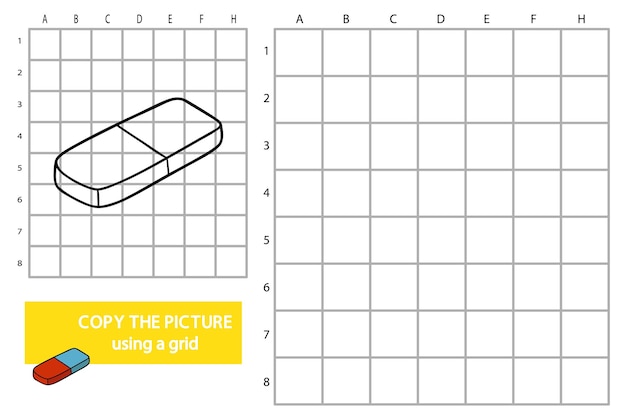 illustration of grid copy picture educational puzzle game with doodle rubber