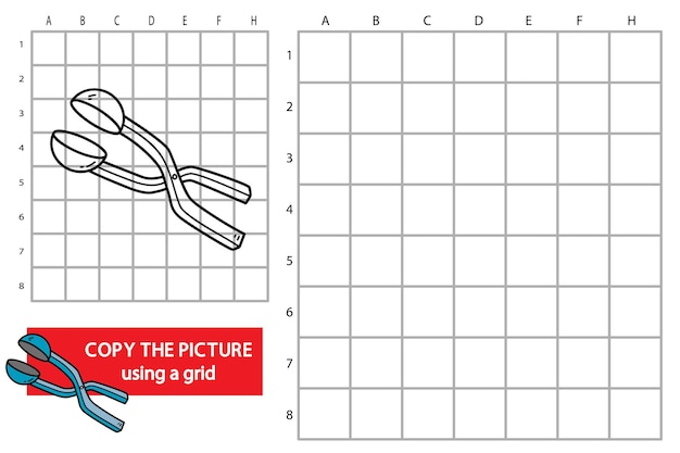 illustration of grid copy picture educational puzzle game with doodle Snowball Thrower