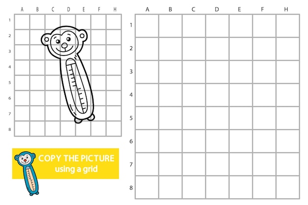 illustration of grid copy picture educational puzzle game with doodle thermometer