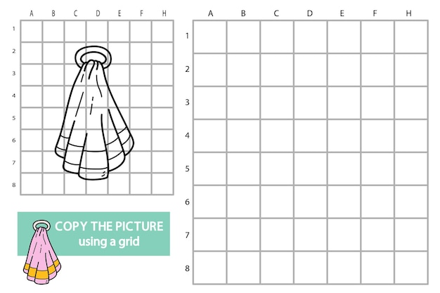 illustration of grid copy picture educational puzzle game with doodle towel