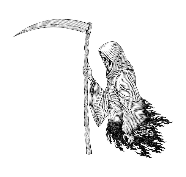 Illustration of Grim Reaper Holding Scyte