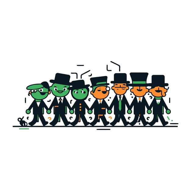 Vector illustration of a group of gangsters dancing vector illustration