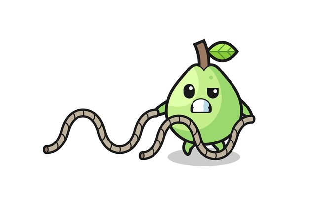 Illustration of guava doing battle rope workout  cute design