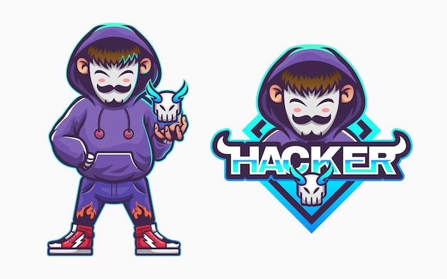 illustration of hacker wearing mask mascot