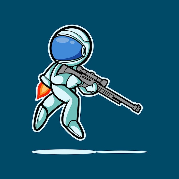 Illustration hand drawing character astronaut and sniper with cartoon style