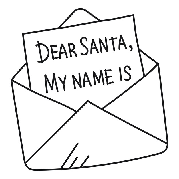 Illustration of hand drawn envelope to Santa Claus