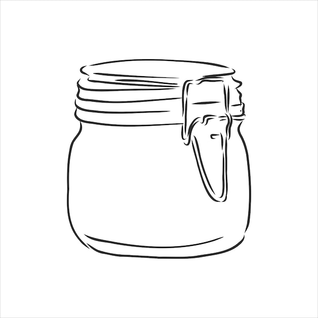 Illustration of hand drawn glass jar isolated on white background