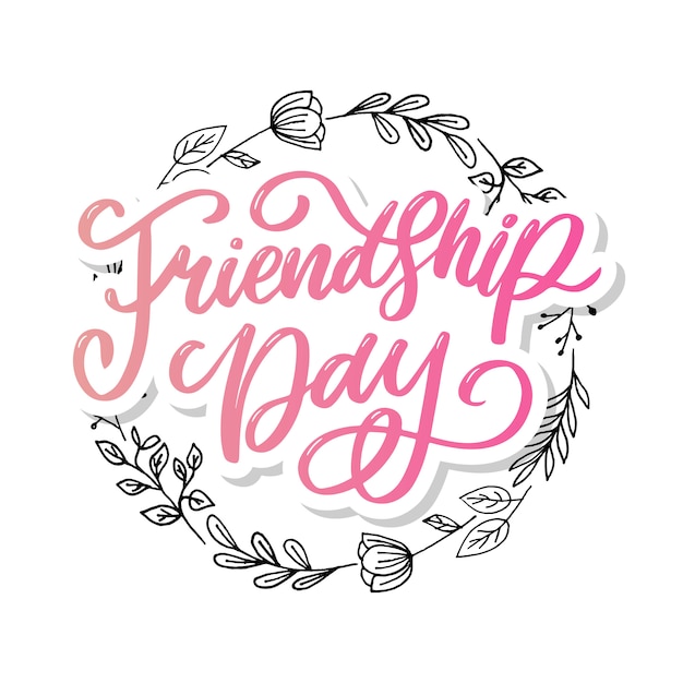  illustration of hand drawn happy friendship day felicitation in fashion style with lettering text sign and color triangle for grunge effect  on white background