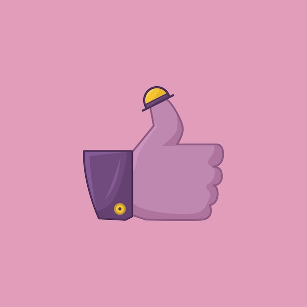 Illustration of a hand with thumbs on a cute stub on a light purple background