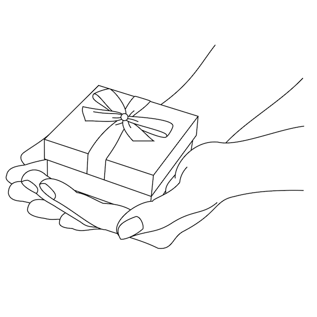 Illustration of a hands pretending to give a gift box Holiday Gifts Christmas Valentine's Day