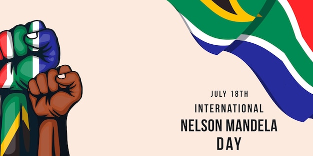 Illustration hands showing strength unity and power for international nelson mandela day concept