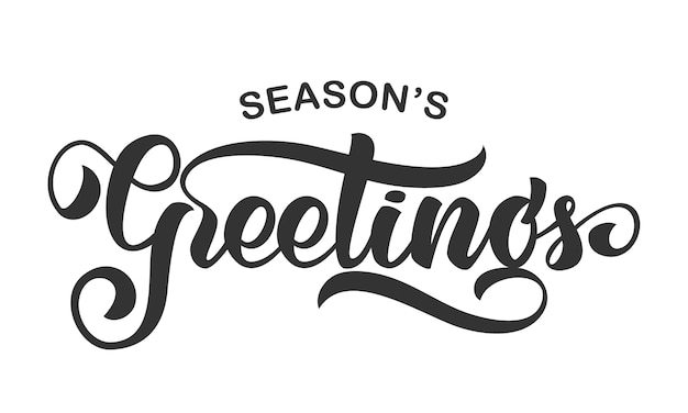  illustration: Handwritten elegant modern brush lettering of Greetings isolated on white background.