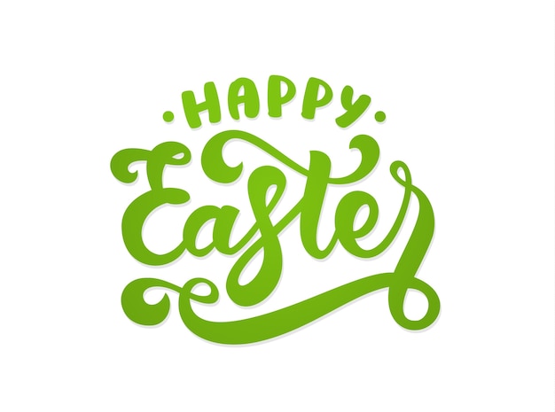 illustration of Handwritten green elegant modern brush lettering of Happy Easter