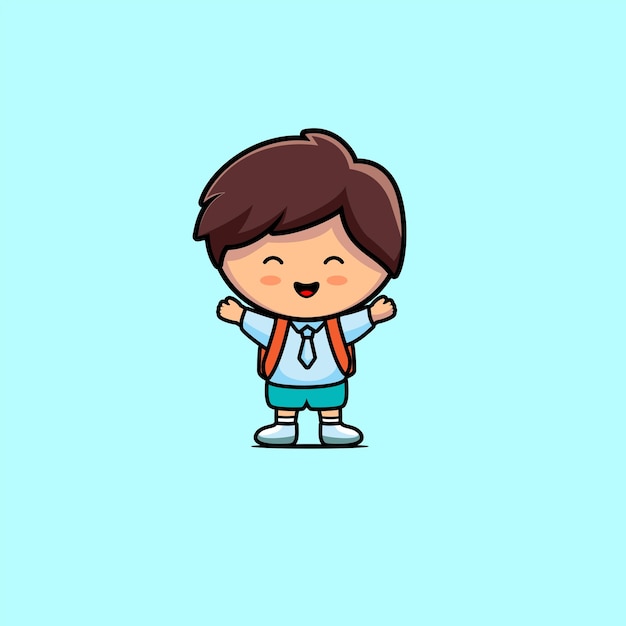 Illustration of happy boy going to school cartoon design