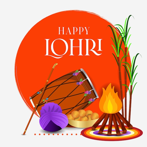 illustration of Happy Lohri holiday background for Punjabi festival