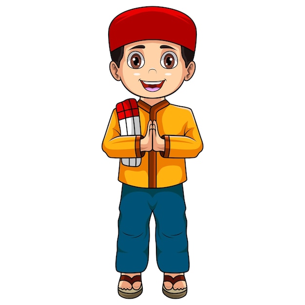 Illustration of Happy muslim man cartoon