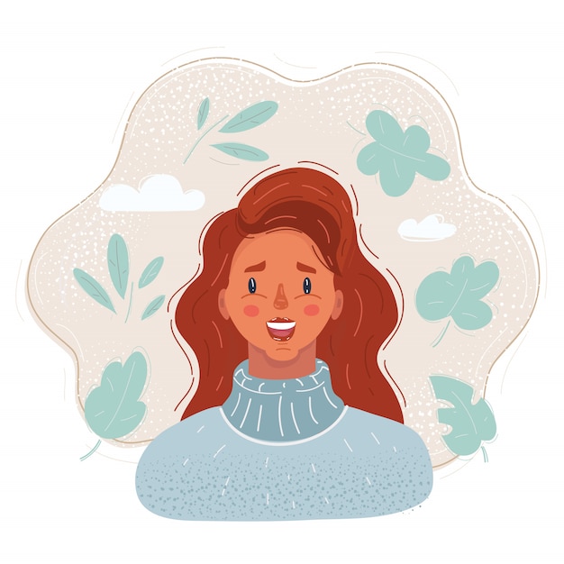  illustration of Happy redhead woman smile.