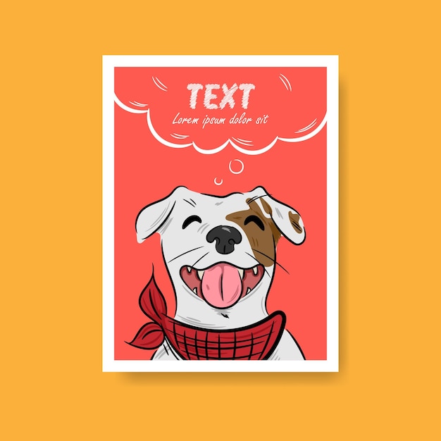 Vector illustration of a happy smiling pet dog with an eye spot and red bandana