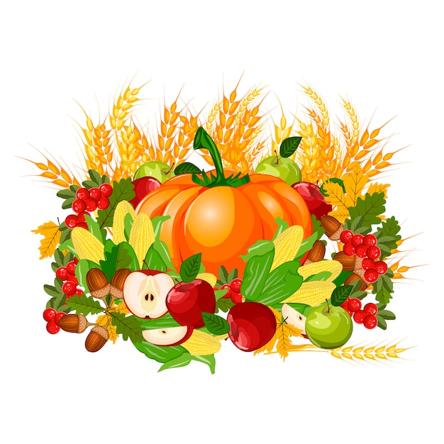 Illustration of a Happy Thanksgiving Celebration Design.