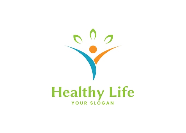 Illustration Healthy Life Fit Body Wellness logo design