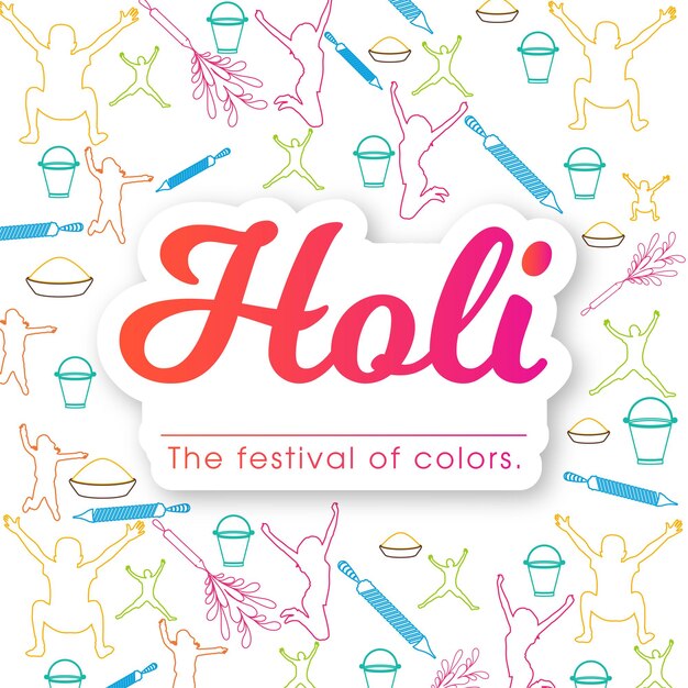 Vector illustration of holi festival with colorful intricate calligraphy