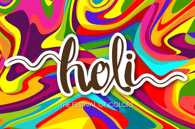 Illustration of Holi Festival with colorful intricate calligraphy