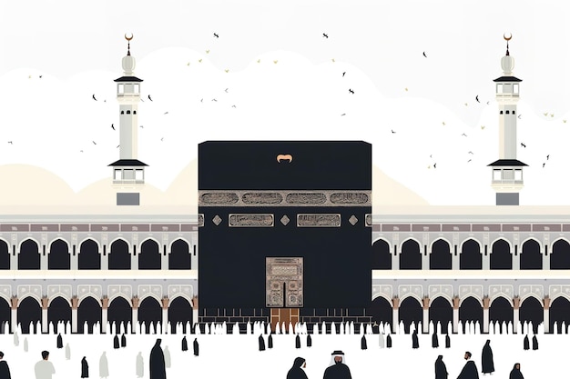 Vector an illustration of the holy kabah for williams day in the style of flat design with black and white